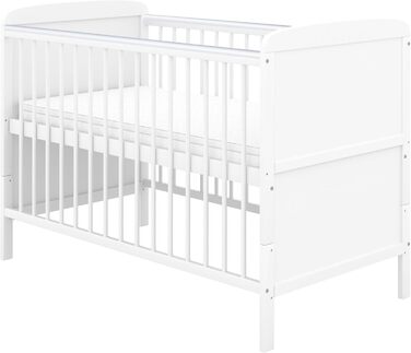 Дитяче ліжечко 70x140 см біле дитяче ліжко-трансформер Natalie з матрацом та прорізувачами для зубів