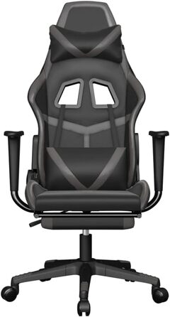 Ігрове крісло з підставкою для ніг, чорно-сіра штучна шкіра, офісне крісло, ігрове крісло, ігрове крісло, обертове крісло, стілець для столу - 3143680