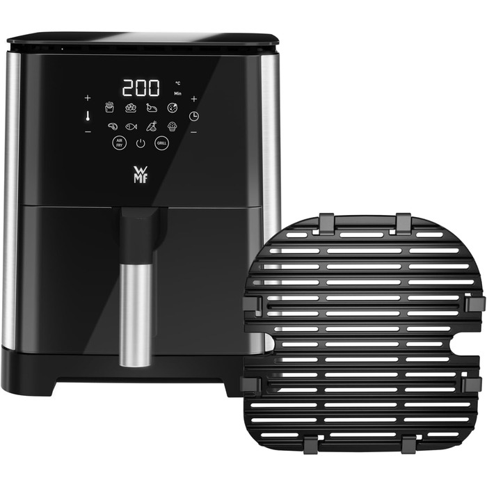 Мультикнопкова фритюрниця WMF, фритюрниця, 1550 Вт, 0,8 кг для 4-6 осіб, здорове смаження, зневоднення, гриль, фритюрниця з 8 програмами, фритюрниця 4,2 л, чорна