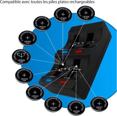 Універсальний зарядний пристрій для акумуляторів з 4 слотами (LIR2032, LIR2025, LIR2016, LIR1632, LIR1620, LIR2477, LIR2430, LIR2440, LIR2450, LIR2466)