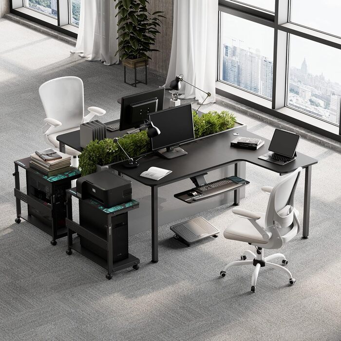 Ергономічний кутовий стіл EUREKA, 155x110 см, ігровий стіл, L-подібний комп&39ютерний стіл для студії та домашнього офісу