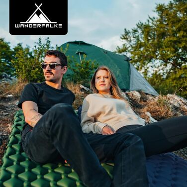 Надувний килимок для сну WANDERFALKE 550 г, ультралегкий - (XL ширина 66 см) - кемпінговий матрац з невеликим розміром упаковки для активного відпочинку, кемпінгу, піших прогулянок та велотуризму, зелений
