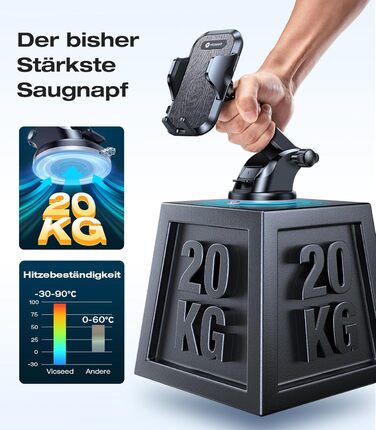 Найкращий військовий автомобільний тримач мобільного телефону 20 кг міцна присоска та металевий вентиляційний затискач з подвійним