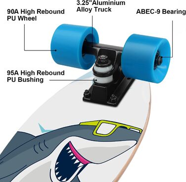 Комплектні скейтборди 22-дюймові міні-крейсерські скейтборди для початківців Діти Хлопчики та дівчатка Дієго Бакен