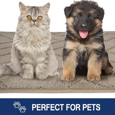 Килимок для внутрішнє використання, що вловлює бруд, 86 x 150 см, нековзний килимок для дверей, що миється, абсорбуючий вхідний килимок, килимок для собак, вхід, передні двері та коридор 86 x 150 см (прямокутний) темно-бежевий