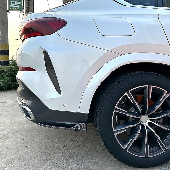 Сумісний для BMW X6 G06 M Sport 2019-2022, 1 пара автомобільних задніх бамперів губа, бічні спідниці, спліттер, смуга проти зіткнення, протектор кута, спойлер, B Зовнішній вигляд з вуглецевого волокна B Вигляд з вуглецевого волокна