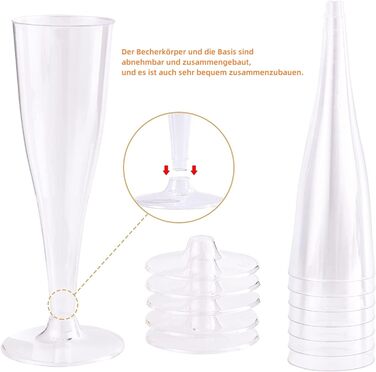 Пластикові келихи для шампанського Alihoo, 20 шт. прозорих пластикових келихів для шампанського, десертні чашки, келихи для шампан
