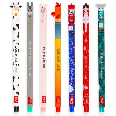 Набір із 7 гелевих ручок LEGAMI із серії Сельський двір та Лускунчик, стирані ручки з термочутливим чорнилом, різні кольори чорнила, стираються без використання паперу, наконечник 0,7 мм