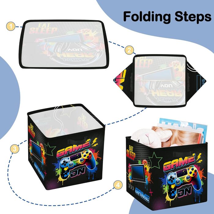 Коробка для зберігання 30 см, 3 шт., ігровий кошик для зберігання неонових вивісок, дитячий складний ігровий контролер, світлодіодна гарнітура з ручками, куб-органайзер для іграшок, книг, одягу, графіті, графіті 3 шт./набір