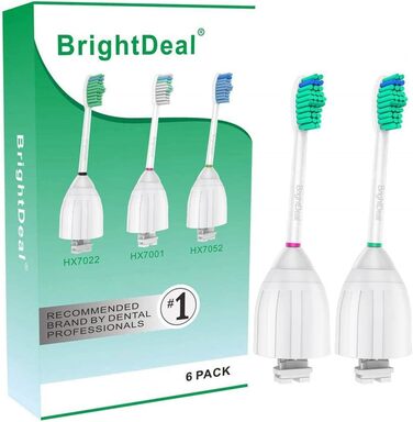 Змінні насадки для щітки BrightDeal, сумісні із зубною щіткою Philips Sonicare E-Series Elite Essence Advance CleanCare Xtreme HX7022/66 (6 шт. )