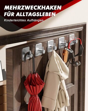 Рушникосушка без свердління, 6 шт. гачки для рушників з нержавіючої сталі клейкі гачки для одягу гачки самоклеючі, нержавіючі, іде