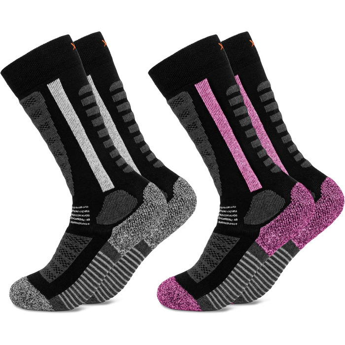 Дитячі лижні шкарпетки Occulto, 2 шт. (модель Charlie), 27-30, рожево-чорні