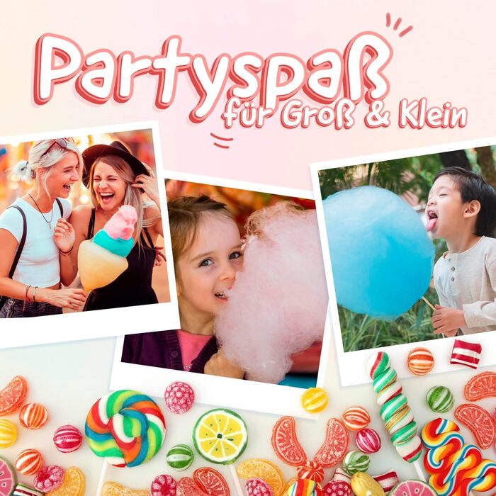 Машина для виробництва солодкої вати для дому з аксесуарами Ретро-машина для виробництва солодкої вати Ностальгія з паличками від солодкої вати та мірною ложкою Солодка вата для дитячої вечірки Червоний Білий