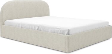 Ліжко Moon з м&39якою оббивкою 90x200 120x200 140x200 160x200 180x200 200x200 з металевою коробкою для зберігання, плетіння букле, без матраца (Source 02 - Cream, 160x200) Source 02 - Cream 160x200