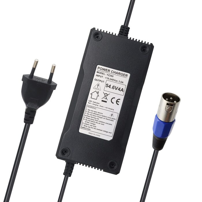 Блок живлення зарядного пристрою 54,6 В 4 А для зарядного пристрою 48 В з акумуляторами 13S для електровелосипеда, скейтборда, велосипеда