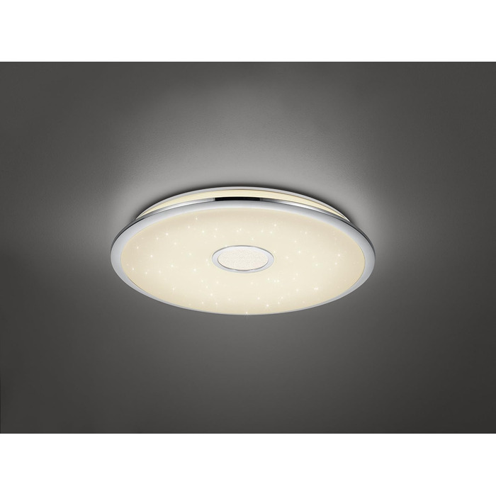 Стеля LED-світильник Trio Leuchten Osaka 678710006, хром, білий акрил з ефектом зоряного неба, 100 Вт, дистанційне керування, регулювання яскравості та кольору світла, функція нічника, діаметр 65 см
