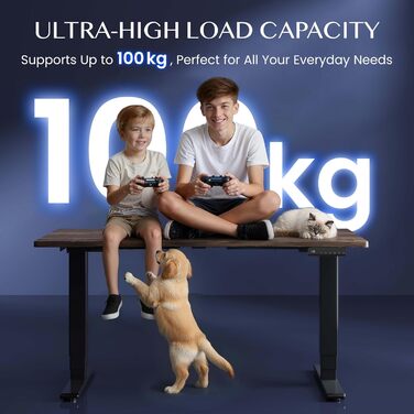 Каркас столу FLEXISPOT з регулюванням висоти, подвійний двигун та 3-рівневі ніжки, регулювання висоти 60-125 см, каркас столу зі світлодіодним дисплеєм висоти, 4 положення пам&39яті та захист від зіткнень (колір Nobel Black) EC5-Lite Black