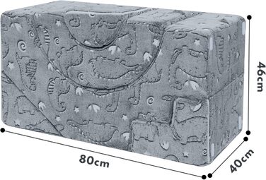 Модульний дитячий диван MeMoreCool з пінопласту, розкладні меблі для дитячої кімнати з функцією сидіння та відкидання, м&39який міні-диван зі знімним чохлом, сірий динозавр 02 сірий динозавр