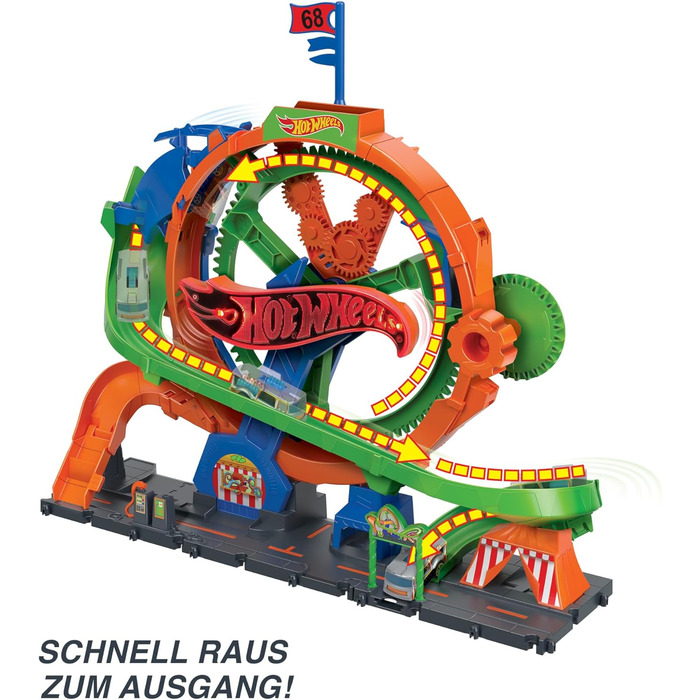 З 1 машиною Hot Wheels, дитячим колесом огляду з ярмарковими вогнями та звуками, ігровий набір для гри на колесі огляду, HKX46