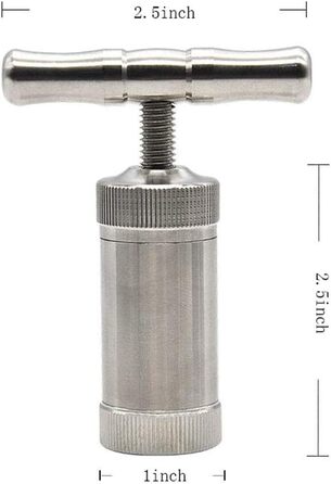 Прес для пилку з нержавіючої сталі, T-Press, ручка, інструмент, міцний, довговічний, анодований, пилок спецій (срібло)