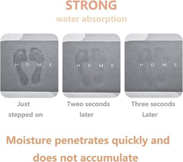 Суперпоглинаючий килимок для підлоги, брудовідштовхувальний килимок для ванної кімнати, комплект з піни з ефектом пам&39яті, нековзний килимок для душу з мікрофібри, квадратний килимок для ванної - чорний, 60 x 90 см