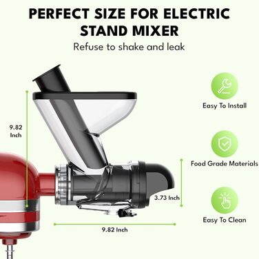 Насадка для жувальної соковижималки TPGSING для міксера Kitchenaid, відділення залишків соку, машини для фруктового соку для Kitchenaid, насадка для повільної соковижималки з подвійним жолобом подачі зі штангою для KitchenAid