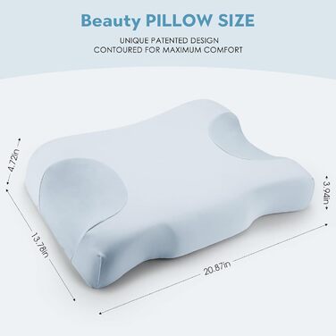 Подушка краси Royalisneeo для сну на спині, животі та боці, подушка від болю в шиї та плечах, подушка з піни з ефектом пам&39яті від зморшок та проти старіння, синя (стандартна)