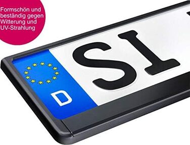 Тримач номерного знака в чорному кольорі Міцний тримач номерного знака автомобіля в чорному кольорі для стандартного розміру ЄС 52см Комплект рамок номерного знака для передньої та задньої частини, 2 шт.