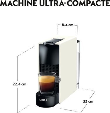 Компактна кавоварка Krups Nespresso Essenza Mini Pure White Кавоварка в капсулах Espresso Style Barista YY2912FD чорний/білий