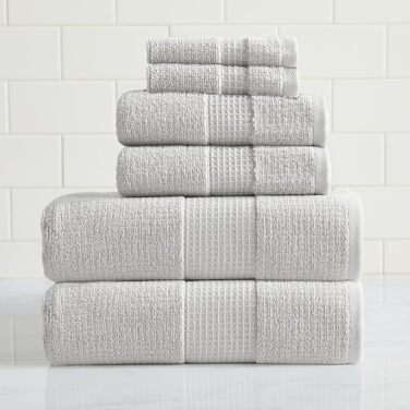 Набір вафельних рушників Aire & Raine з 100 бавовни, 6 предметів світлі вафельні рушники для ванних кімнат, двосторонні до м'якої