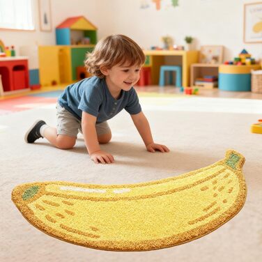 Килимок для ванної з банановою тематикою, нековзний, м&39який та вбираючий килимок для ванної кімнати, можна прати, 47 x 100 см, жовтий банановий малюнок