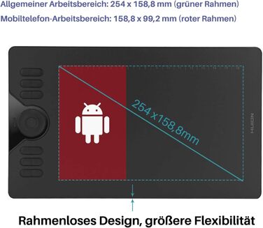 Графічний планшет HUION HS610 10x6,25 дюйма, з функцією натискання та нахилу пера 8192, 28 експрес-клавішами та 1 кільцем для дотику пальця, ідеальне використання для дистанційного навчання та конференції 10 x 6.25 дюймів