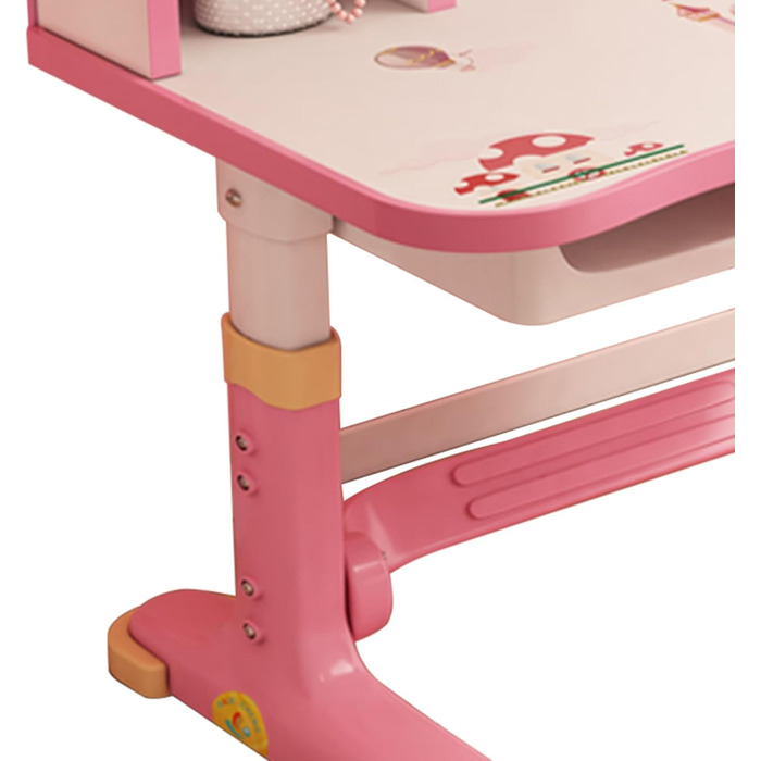 Дитячий комплект столу та стільця Reheyre, рожевий комплект столу з регульованою висотою з шухлядами та місцем для зберігання, мультяшний візерунок, навчальні столи та стільці для дівчаток (рожевий) стандартний рожевий