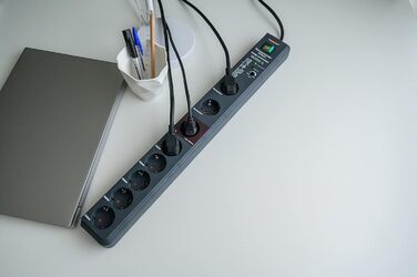 Розетка Brennenstuhl Secure-Tec 8-місна з захистом від перенапруги та функцією слідкування (8-місна розетка з кабелем 3 м та вимик