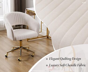 Регульоване офісне крісло Chairus з шенілу для домашнього використання, обертове комп&39ютерне крісло, сучасне туалетне крісло, письмове крісло з відкритою спинкою (бежевий)