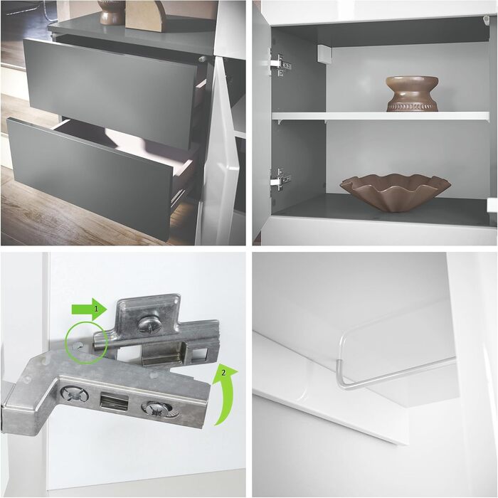 Вішалка для одягу Vladon Carlton Set 3, зроблено в Німеччині, настінна вішалка для одягу, що складається з панелі для передпокою т