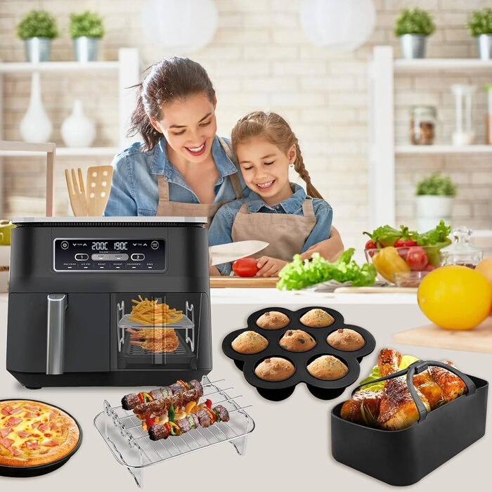 Аксесуари Аерофритюрниця для Ninja Foodi AF300EU AF400EU, 2024 нові аксесуари для двозонної фритюрниці, аксесуари для фритюрниці, включаючи форму для випічки, силіконову форму, вкладиші, решітки 20 шт., 20 шт.