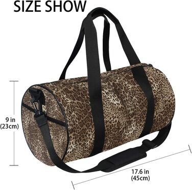 Спортивна сумка з леопардовим принтом, коричнева, з міцної тканини, дорожня сумка, для подорожей на вихідні, чоловіча та жіноча, для спорту та на нічліг
