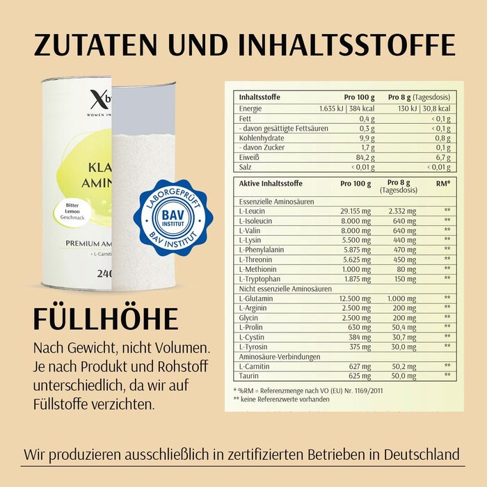 Порошок XbyX Clear Aminos EAA, гіркий лимон, 240 г