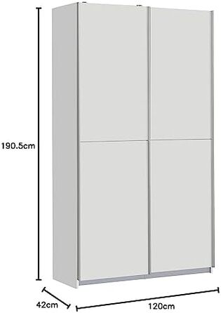 Біла багатофункціональна шафа, сучасна, 2-дверна з полицями, шафа з розсувними дверима, вішалка для пальто, дерев&39яний композит, матово-білий колір, 120 см завширшки x 42 см завглибшки x 190,5 см заввишки. Біла матова багатофункціональна шафа, окремий б