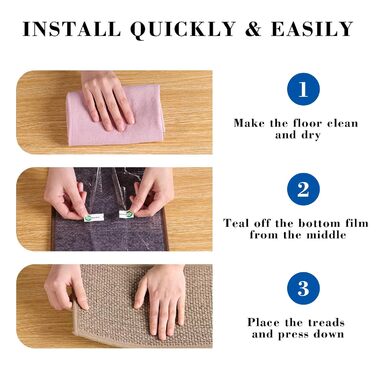 Нековзні лляні килимки для сходів для внутрішніх дерев&39яних сходів, 20,3 x 76,2 см (15 шт. ), Килимова доріжка для сходів для домашніх тварин, дітей та людей похилого віку 8x30 дюймів - комплект з 15 лляних 15 шт.