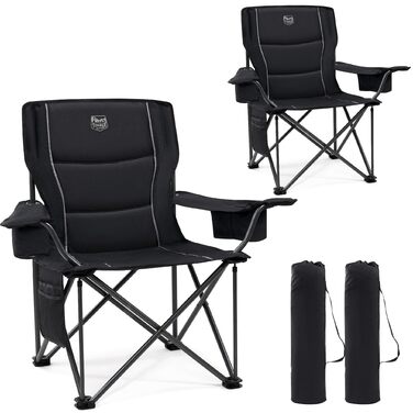 Складаний кемпінговий стілець TIMBER RIDGE, 2 шт., вантажопідйомність 200 кг, великий, ширина сидіння 63 см, зручний м&39який складний стілець з ізольованою сумкою-холодильником, кемпінговий стілець, складний стілець, садовий стілець, стілець для риболовл