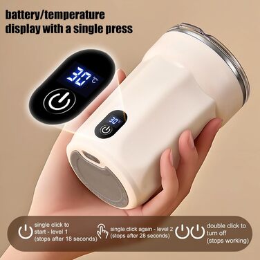 Кавова чашка Generico з автоматичним помішуванням, 300 мл, нержавіюча сталь, багаторазова, з кришкою, для напоїв, таких як молоко, для дому, офісу, подорожей та кемпінгу на природі