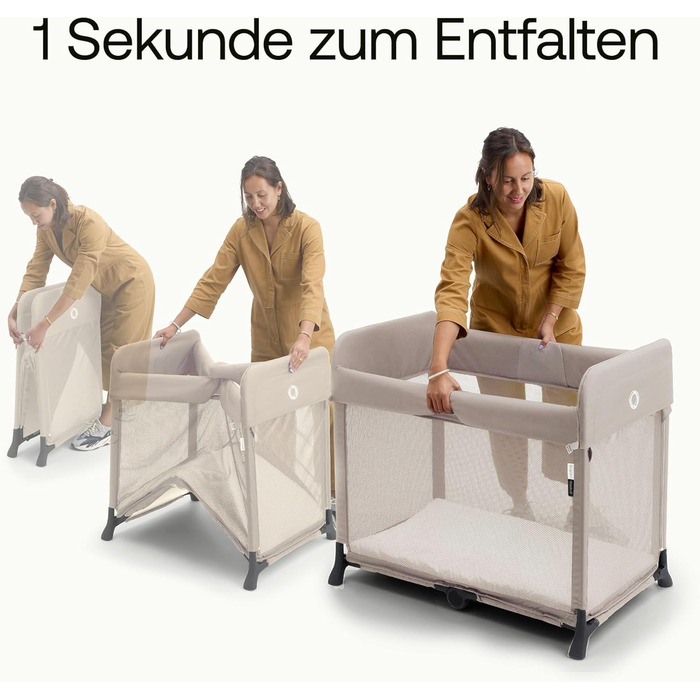 Легка, складна дорожня ліжечко та компактний манеж 2-в-1 з матрацом, розкладається за 1 секунду, для немовлят та малюків, включаючи сумку для перенесення, кольору Desert Taupe.