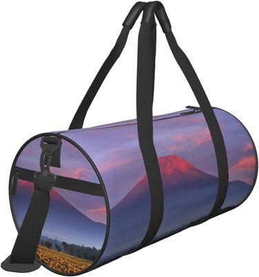 Спортивна сумка для подорожей, з принтом соняшників та гір, дорожня сумка на ніч, чорна, універсальний розмір