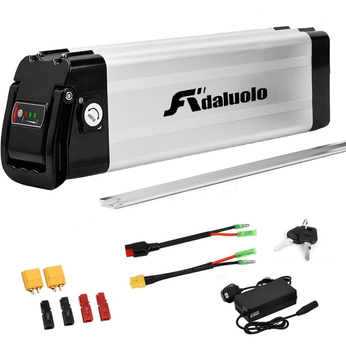 Акумулятор для електровелосипеда 36V 48V 10AH 13AH 15AH 20AH, літій-іонний акумулятор для електричного велосипеда, сріблястий, знімний, для Pedelec, заміна акумулятора, 2-контактний/4-контактний із зарядним пристроєм для двигуна 200W-1000W, 36V 10AH2-конт