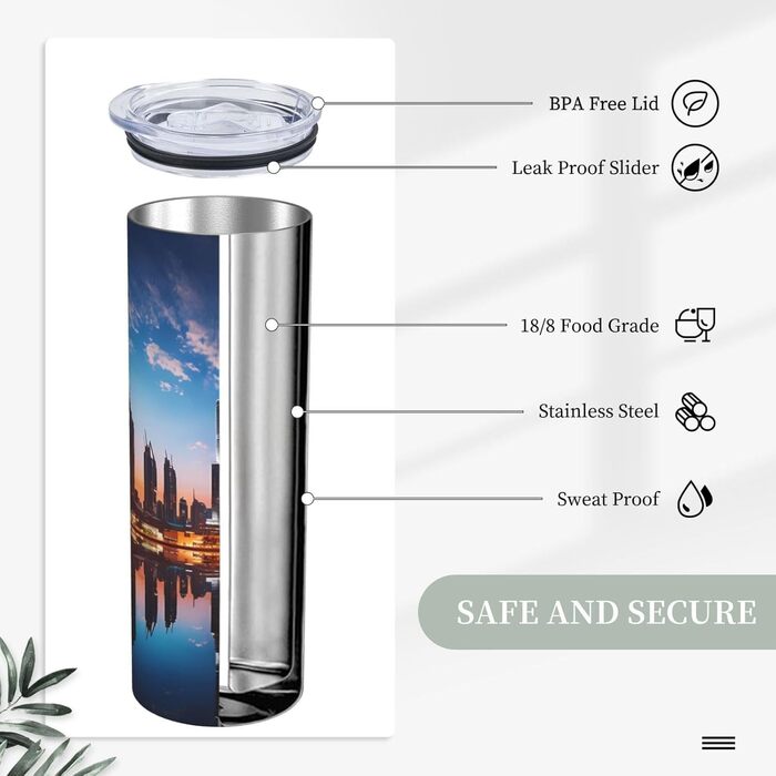 Стаканчик з прямою трубочкою об&39ємом 590 мл, Dubai Sidewinder Tower, дорожній стаканчик з принтом, підходить для кемпінгу, офісу та дому