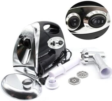 Чорна м'ясорубка електрична, 2800 Вт М'ясорубка з ковбасним наповнювачем Мультипроцесор 3 в 1 м'ясорубка з нержавіючої сталі М'ясо