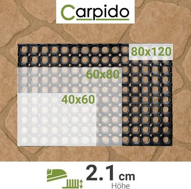 Чорний гумовий килимок для дверей - нековзний килимок для дверей 60x80 см - міцний килимок для дверей - вуличний гумовий килимок для дверей - килимок для вловлювання бруду 60 x 80 см (прямокутний)