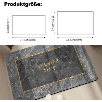 Килимок для ванної Ergocar Absorbent, швидковисихаючий килимок для ванної кімнати, стійкий до подряпин та зносостійкий, нековзний килимок, накладка на ноги для ванної кімнати, вітальні, кухні, дому (мармуровий візерунок) 60*90 см димчасто-сірий